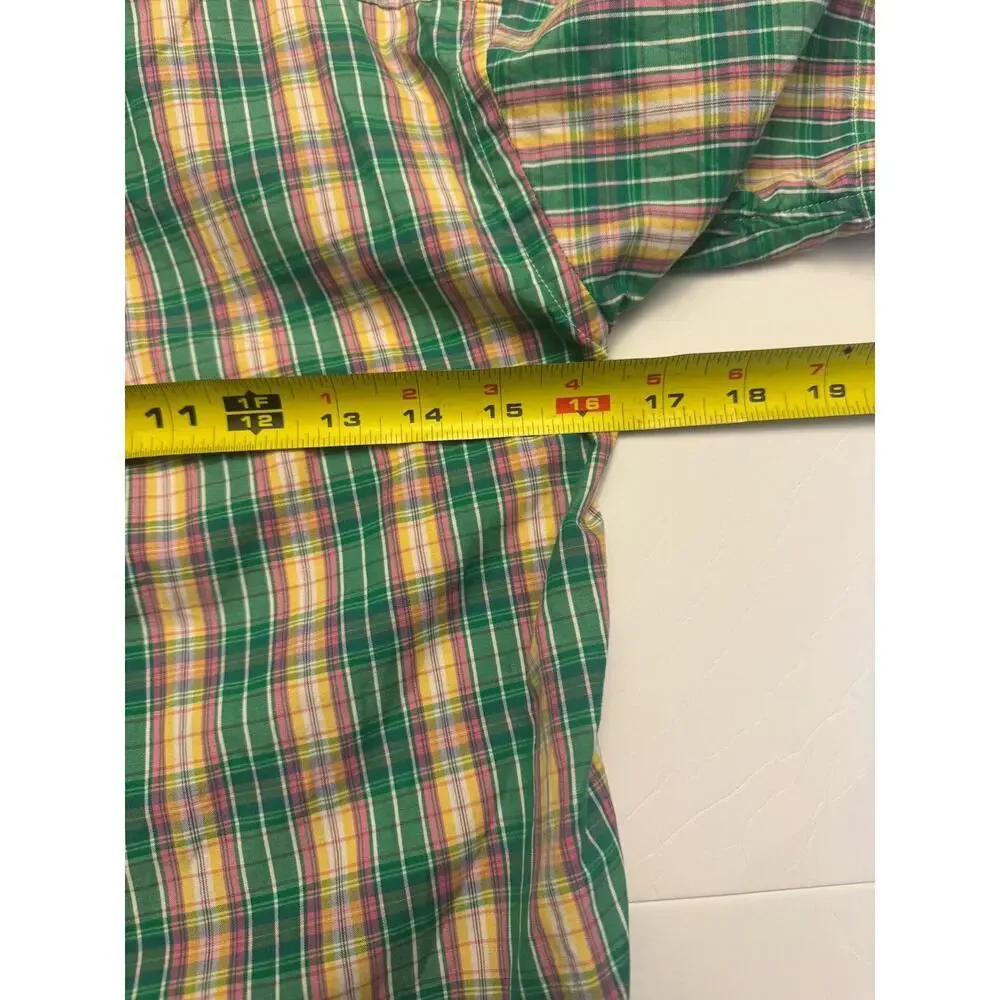 Ralph Lauren Boys Plaid Button Down Shirt Green Sz S 8-10 Cotton